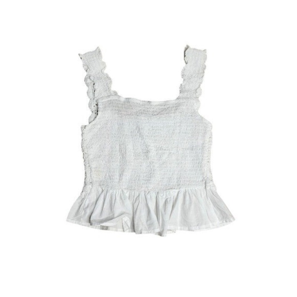 Unlimited White Crochet Peplum Tank Top | Size Unknown (See Measurements)